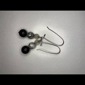 Black and Silver Beaded Earrings